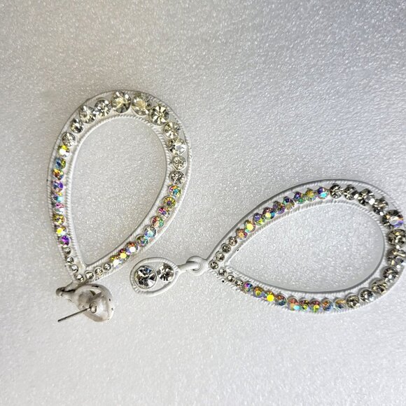 Crystal Teardrop White Large Earrings - Picture 5 of 13